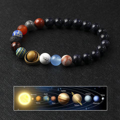 Volcanic Rock Eight Planets Solar System Bracelet