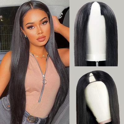 22 Inch V Part Human Hair Wig | Brazilian Virgin Straight 180% Density
