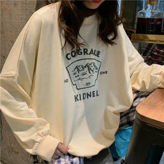 Korean Fashion Thick and Thin Splicing Pullover Sweatshirt
