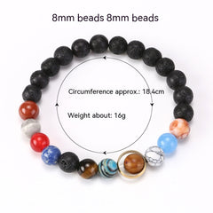Volcanic Rock Eight Planets Solar System Bracelet