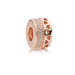 S925 Silver Rose Gold Sparkling Silicone Clip DIY Beads
