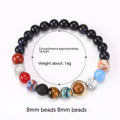 Volcanic Rock Eight Planets Solar System Bracelet