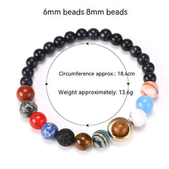 Volcanic Rock Eight Planets Solar System Bracelet