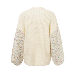 Women's Mohair Cardigan with Lantern Sleeves — Cozy Oversized Knit Sweater