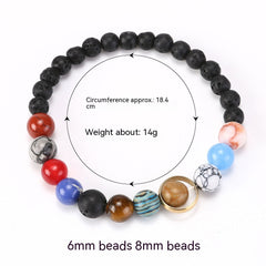 Volcanic Rock Eight Planets Solar System Bracelet