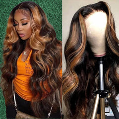 13x6 Lace Front Wigs Human Hair 1b/30 250 Density Body Wave Blonde Wig Highlight Ombre Glueless Wigs HD Lace Front Wigs Wigs For Women 32Inch
