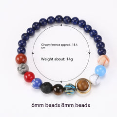 Volcanic Rock Eight Planets Solar System Bracelet
