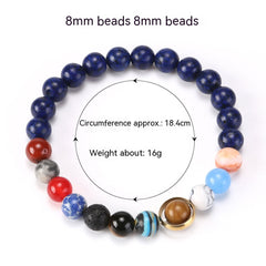 Volcanic Rock Eight Planets Solar System Bracelet